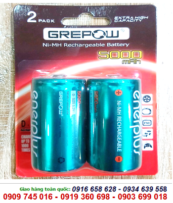 Pin sạc đại D 1.2v Grepow D5000mAh NiMh Rechargeable Battery chính hãng (Vỉ 2viên)